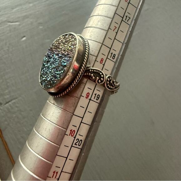 Lori Bonn 925 Sterling Silver Druzy Ring Size 8.5 - Picture 7 of 10